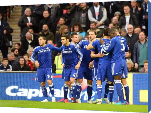 Chelsea's Euphoric Moment: John Terry Scores the Winning Goal against Tottenham in the Carling Cup Final at Wembley Stadium (1st March 2015)