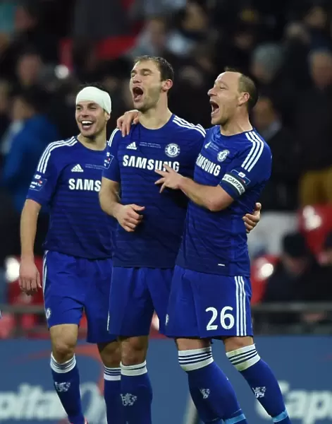Chelsea's Triumph: John Terry, Ivanovic, and Azpilicueta Celebrate Capital One Cup Victory over Tottenham at Wembley (March 1, 2015)