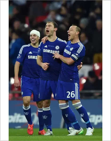 Chelsea's Triumph: John Terry, Ivanovic, and Azpilicueta Celebrate Capital One Cup Victory over Tottenham at Wembley (March 1, 2015)