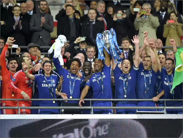 Chelsea's Drogba and Terry Celebrate Carling Cup Victory over Tottenham at Wembley (1st March 2015)