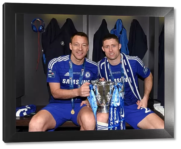 Chelsea's Gary Cahill and John Terry Celebrate Capital One Cup Victory over Tottenham Hotspur at Wembley Stadium (March 1, 2015)