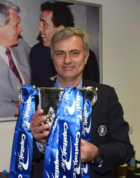 Jose Mourinho and Chelsea Celebrate Capital One Cup Victory: A Triumph over Tottenham Hotspur at Wembley Stadium (March 1, 2015)