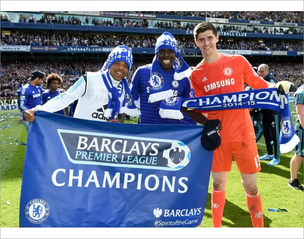 Chelsea's Title Triumph: Loic Remy, Kurt Zouma, and Thibaut Courtois Celebrate Their Premier League Victory