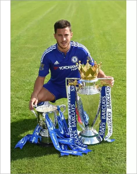 Chelsea FC: Eden Hazard at 2015-16 Team Photocall, Cobham Training Ground