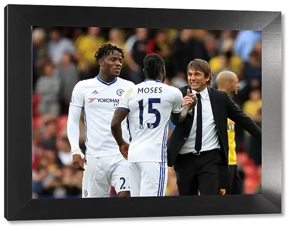 Chelsea's Triumph: Conte and Moses Rejoice at Watford's Vicarage Road - Premier League 2016 / 17