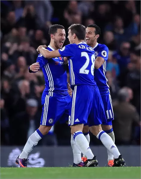 Chelsea's Eden Hazard Celebrates Fourth Goal vs Everton at Stamford Bridge, Premier League (John Walton / PA Wire)