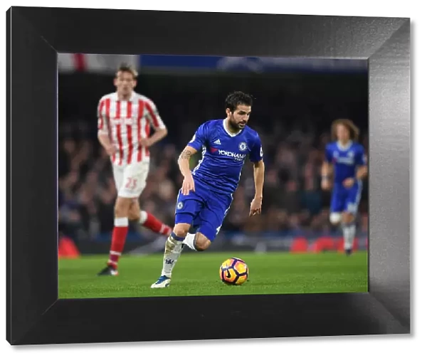Cesc Fabregas in Action: Chelsea vs Stoke City, Premier League, Stamford Bridge, London, 2016