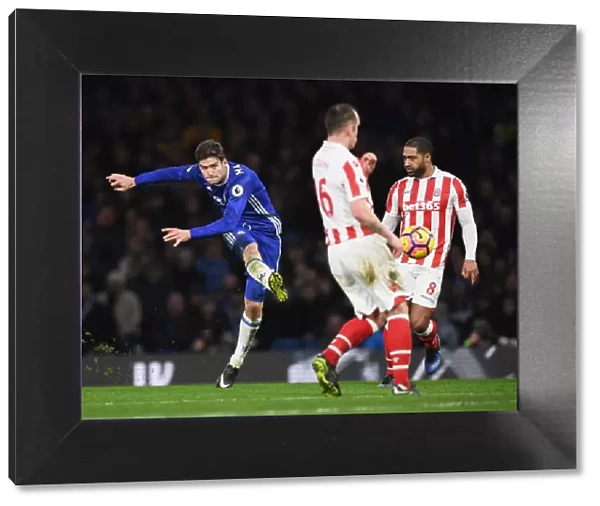 Marcos Alonso in Action: Chelsea vs Stoke City, Premier League (December 2016), Stamford Bridge
