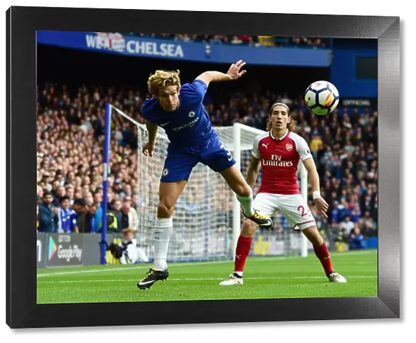 Marcos Alonso Heads the Ball: Chelsea vs Arsenal at Stamford Bridge