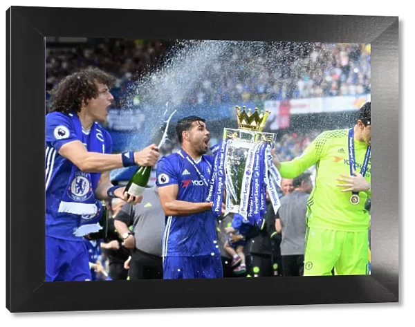 Chelsea Celebrates Premier League Title with David Luiz, Diego Costa, and Thibaut Courtois