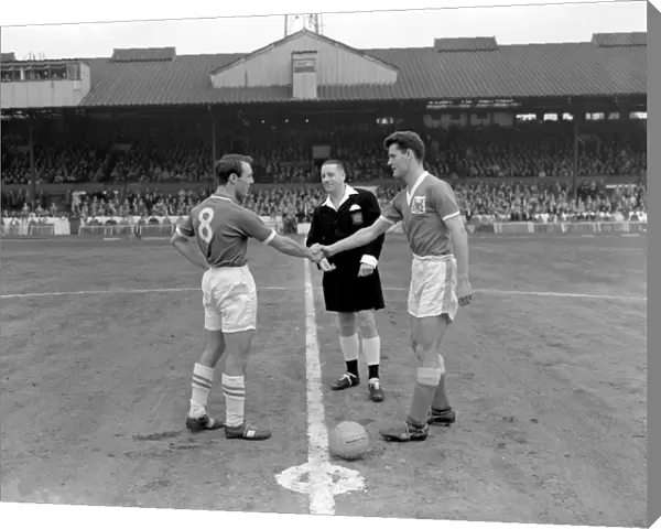 Jimmy Greaves and Bobby McKinlay Shake Hands Before Chelsea vs. Nottingham Forest in Division One: Referee MJS Pickles Witnesses the Historic Moment