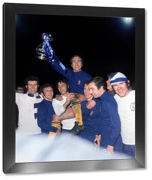 Chelsea Celebrate FA Cup Victory: Ron Harris Lifted Shoulder-High by Teams Mates after Defeating Leeds United