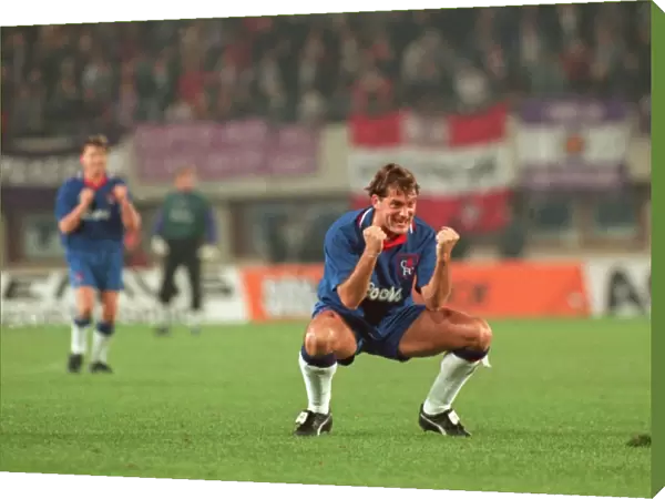 Glenn Hoddle's Chelsea Celebrate Second Leg Victory over Austria Vienna in European Cup Winners Cup (Second Round)