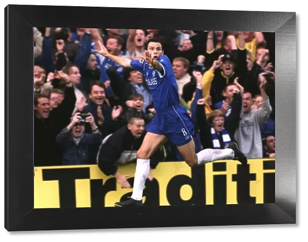 Chelsea's Gustavo Poyet Celebrates Double Goal Against Manchester United in FA Carling Premiership