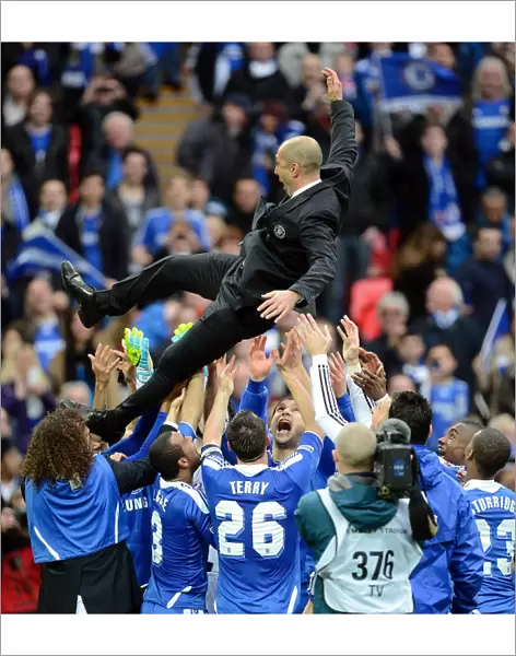 Chelsea's Triumph: Roberto Di Matteo Lifted in FA Cup Victory Celebration (Liverpool vs Chelsea, Wembley Stadium)