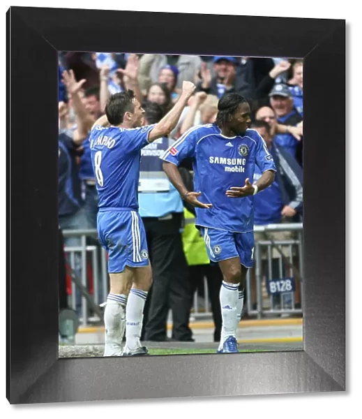 Chelsea's Frank Lampard and Didier Drogba: FA Cup Victory Celebration over Manchester United at Wembley Stadium (2007)