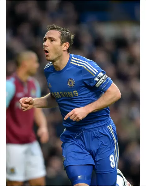 Frank Lampard's Thrilling Goal Celebration: Chelsea vs. West Ham United (Barclays Premier League)