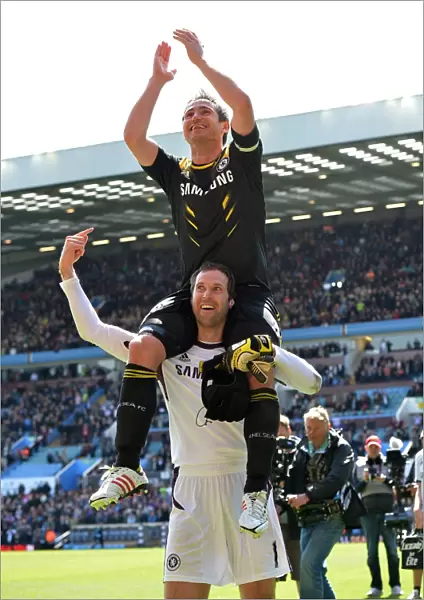 Chelsea's Petr Cech and Frank Lampard: A Victory Embrace at Villa Park (Aston Villa vs. Chelsea, May 11, 2013)