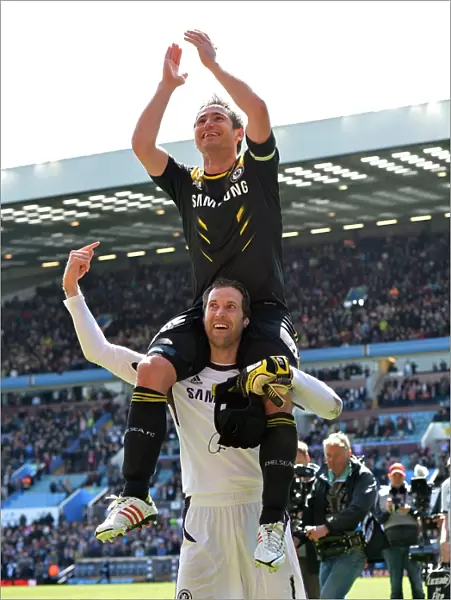 Chelsea's Petr Cech and Frank Lampard: A Victory Embrace at Villa Park (Aston Villa vs. Chelsea, May 11, 2013)