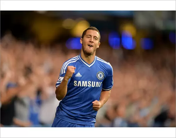 Eden Hazard's Thrilling Celebration: Chelsea's Opening Goal vs. Aston Villa (August 21, 2013) - An Own-Goal by Antonio Luna