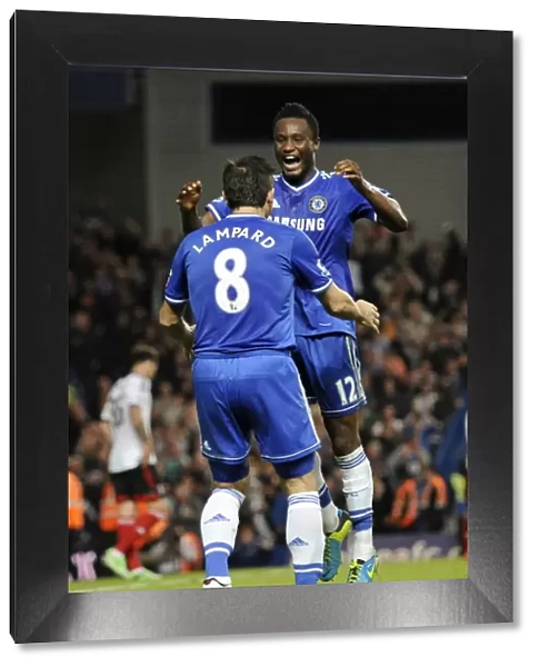 Chelsea's Mikel and Lampard: A Dynamic Duo Celebrates Their Second Goal Against Fulham (September 21, 2013)