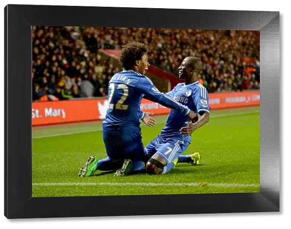 Chelsea's Da Silva and Ramires: United in Victory - Celebrating the Second Goal vs Southampton (BPL, 1st January 2014)