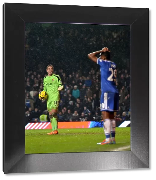 Dejected Eto'o and Frustrated Adrian: Goal Disallowed in Chelsea vs. West Ham United (BPL, Stamford Bridge, 29th January 2014)
