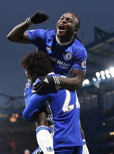 Chelsea Celebration: Willian and Victor Moses Rejoice Over Goal Against Stoke City, Premier League 2016