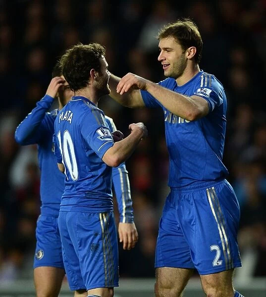 Chelsea's Ivanovic and Mata: Unstoppable Duo Celebrates Third Goal in FA Cup Victory over Southampton (January 2013)