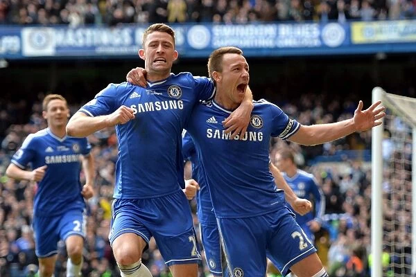 Chelsea's John Terry and Gary Cahill: Celebrating the Winning Goal Against Everton in the Barclays Premier League at Stamford Bridge (February 22, 2014)