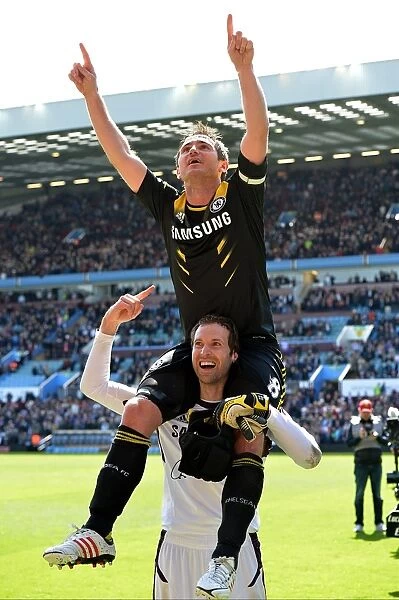 Chelsea's Victory Embrace: Petr Cech Lifts Frank Lampard at Villa Park (May 11, 2013)