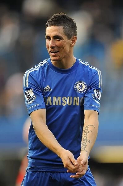 Fernando Torres Triumphant Moment: Chelsea's Champion Victory Over Everton at Stamford Bridge (Premier League 2012-2013) - Torres Celebrates after Final Whistle