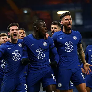 Chelsea Celebrates with Kurt Zouma: Second Goal vs Leeds United, Premier League, London