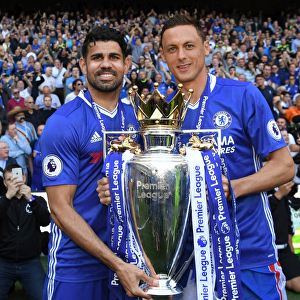 Chelsea FC: Diego Costa and Nemanja Matic Celebrate Premier League Victory with the Trophy