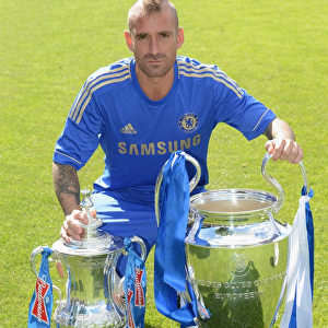 Chelsea FC: Team Photocall with Raul Meireles at Cobham Training Ground - August 2012