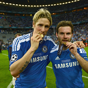 Chelsea's Champions League Triumph: Fernando Torres and Juan Mata Celebrate Victory over Bayern Munich (2012)