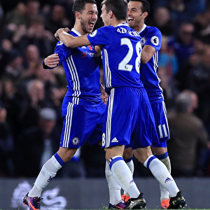 Chelsea's Eden Hazard Celebrates Fourth Goal vs Everton at Stamford Bridge, Premier League (John Walton/PA Wire)