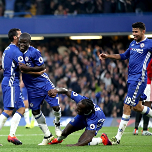 N'Golo Kante's Stamford Bridge Glory: Celebrating Chelsea's Fourth Goal Against Manchester United