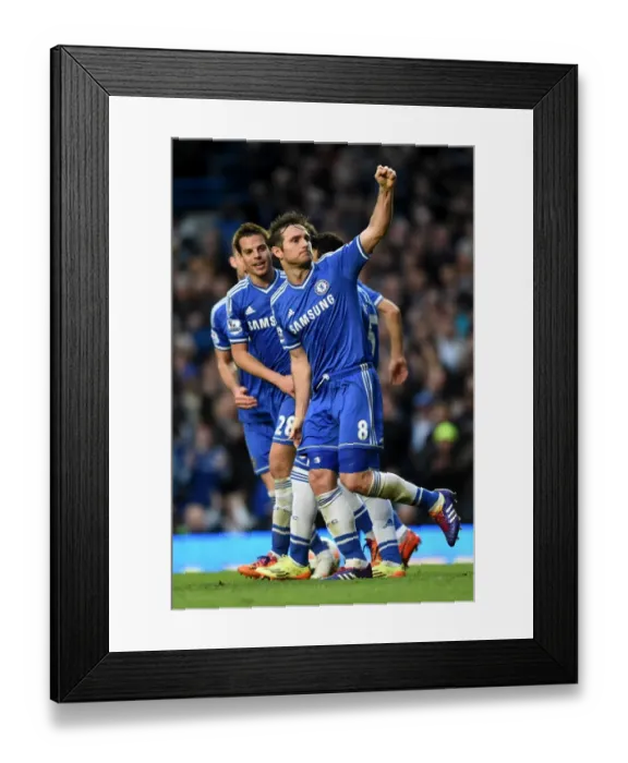 Framed Print : Chelsea's Frank Lampard: Double Delight as He Celebrates Scoring the Second Goal Against Stoke City (5th April 2014, Stamford Bridge) Framed Print : Chelsea's Frank Lampard: Double Delight as He Celebrates Scoring the Second Goal Against Stoke City (5th April 2014, Stamford Bridge)