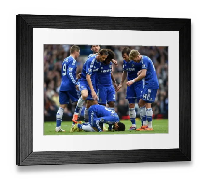 Framed Print : Chelsea's Mohamed Salah: First Goal Celebration vs. Stoke City (5th April 2014)