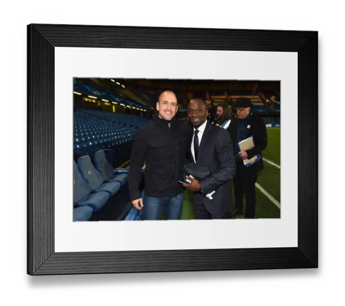 Framed Print : Chelsea Legends Joe Cole and Claude Makelele Reunite at Stamford Bridge during UCL Quarterfinal vs. Paris Saint-Germain (April 2014) Framed Print : Chelsea Legends Joe Cole and Claude Makelele Reunite at Stamford Bridge during UCL Quarterfinal vs. Paris Saint-Germain (April 2014)