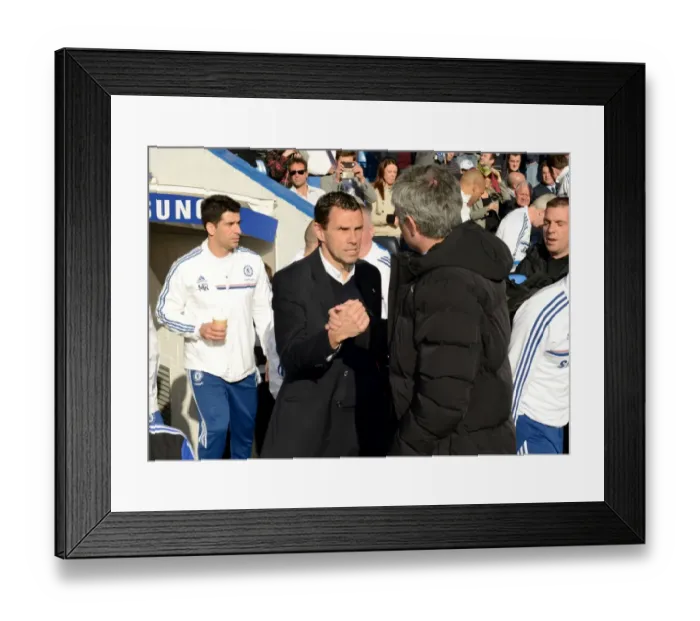 Framed Print : Mourinho and Poyet: A Pre-Match Handshake at Chelsea vs. Sunderland (April 19, 2014) Framed Print : Mourinho and Poyet: A Pre-Match Handshake at Chelsea vs. Sunderland (April 19, 2014)