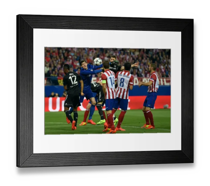 Framed Print : Clash at the Calderon: A Battle for Supremacy - Gary Cahill vs. Thibaut Courtois in the UEFA Champions League Semi-Final Showdown (Atletico Madrid vs. Chelsea, 22nd April 2014) Framed Print : Clash at the Calderon: A Battle for Supremacy - Gary Cahill vs. Thibaut Courtois in the UEFA Champions League Semi-Final Showdown (Atletico Madrid vs. Chelsea, 22nd April 2014)