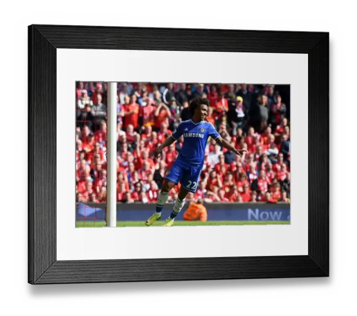 Framed Print : Chelsea's Thrilling Double Victory: Willian's Brilliant Goals at Anfield (April 2014) Framed Print : Chelsea's Thrilling Double Victory: Willian's Brilliant Goals at Anfield (April 2014)