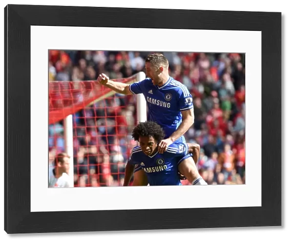 Willian and Cahill: Celebrating Chelsea's Victory with a Double Strike at Anfield (April 2014)