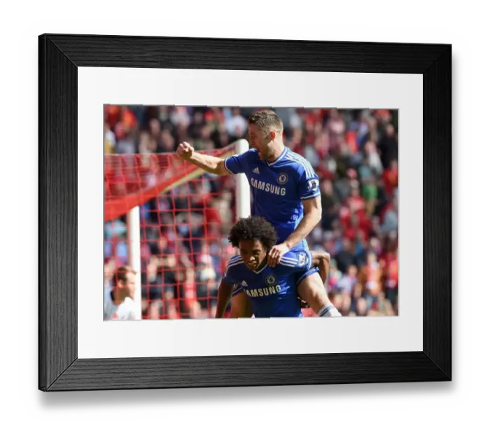 Framed Print : Willian and Cahill: Celebrating Chelsea's Victory with a Double Strike at Anfield (April 2014)
