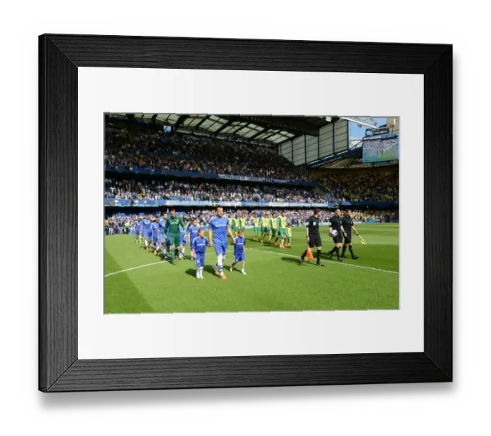 Framed Print : Premier League Showdown: Chelsea vs. Norwich City - Players Take the Field at Stamford Bridge (4th May 2014) Framed Print : Premier League Showdown: Chelsea vs. Norwich City - Players Take the Field at Stamford Bridge (4th May 2014)