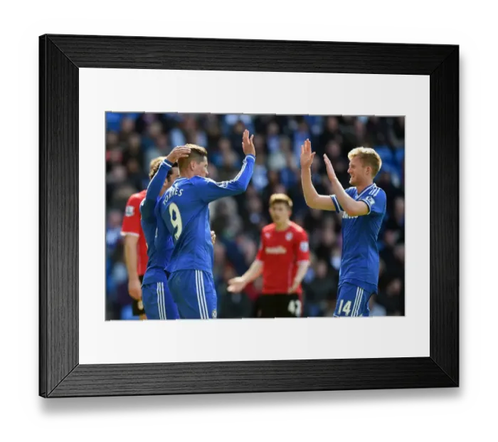 Framed Print : Torres and Schurrle in Jubilant Celebration: Chelsea's Second Goal vs. Cardiff City (May 11, 2014)