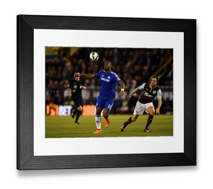 Framed Print : Didier Drogba in Action: Burnley vs. Chelsea, Premier League 2014 - Turf Moor Framed Print : Didier Drogba in Action: Burnley vs. Chelsea, Premier League 2014 - Turf Moor