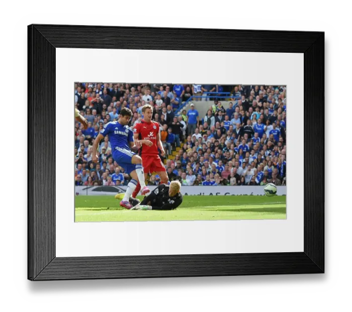 Framed Print : Diego Costa Scores First Goal: Chelsea's Triumph Over Leicester City (August 23, 2014) Framed Print : Diego Costa Scores First Goal: Chelsea's Triumph Over Leicester City (August 23, 2014)